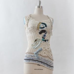 Desigual embellished crochet tunic length tank